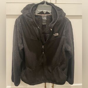The North Face Black Fuzzy Fleece Full Zip Hooded Jacket Size Girls XL